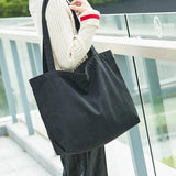 Ladies Canvas Shoulder Bag Japanese Solid Large-Capacity Handbag