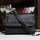 Punk Style Women Crossbody Bag Leather Small Skull Shoulder Bag