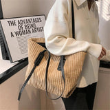 High Corduroy Shoulder Bags for Women Travel Tote Handbags