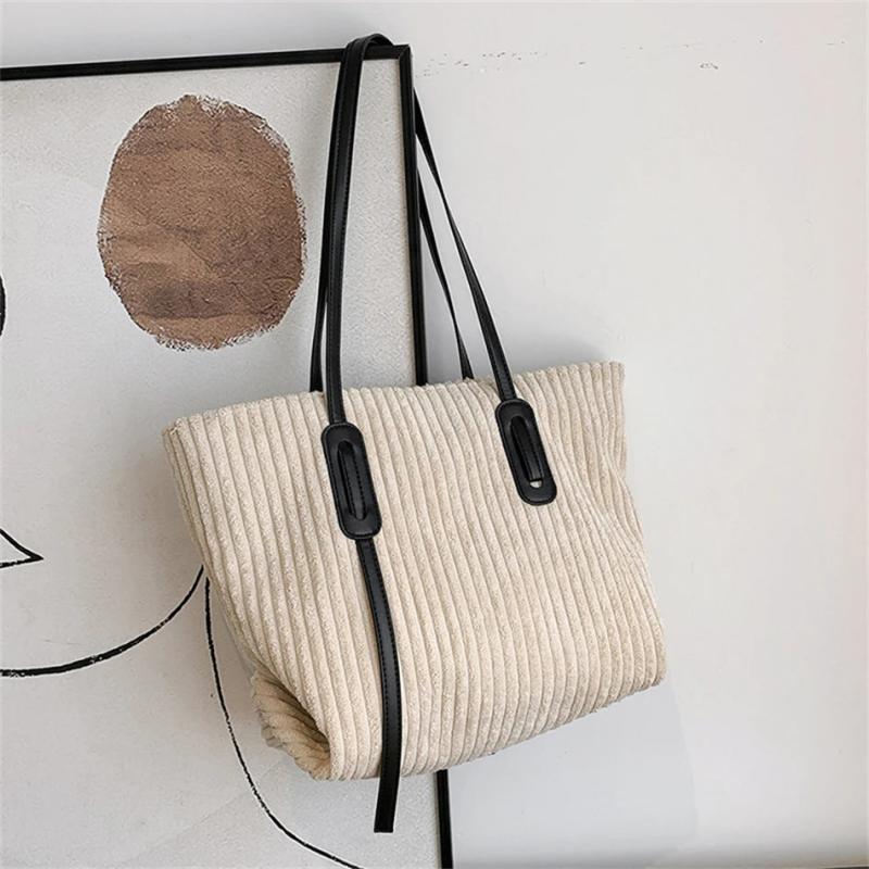 High Corduroy Shoulder Bags for Women Travel Tote Handbags