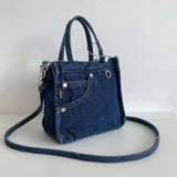 Mini Denim Shoulder Bag Zipper Handbag Portable Tote Bag
