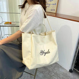 Large Capacity Women's Shoulder Bag College Style Cotton Canvas Handbag
