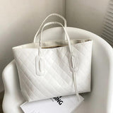 Women's Rhombic Embroidered Shoulder Bag Large Capacity Tote