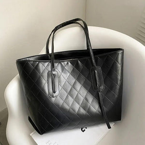 Women's Rhombic Embroidered Shoulder Bag Large Capacity Tote