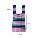 Colorful Stripe Messenger Bag Knitted Cotton Tote