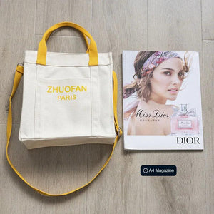Letter Print Canvas Shoulder Bag Leisure Tote for Students