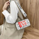 Women Duffel Bag Shoulder Bags PU Soft Leather Letter Pounch
