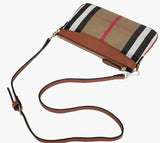 Plaid Messenger Bag Leather Crossbody Shoulder Bag