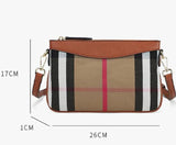 Plaid Messenger Bag Leather Crossbody Shoulder Bag