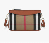 Plaid Messenger Bag Leather Crossbody Shoulder Bag