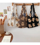 Soft Plush Shopping Bags Girls Book Women Lamb Like Fabric Tote Shoulder Bag