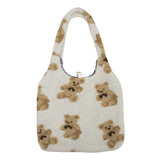 Soft Plush Shopping Bags Girls Book Women Lamb Like Fabric Tote Shoulder Bag