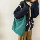 Corduroy Shoulder Bag Large Capacity Tote Messenger Bags