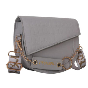 Women's Contrast Saddle Shoulder Bag Chain Strap Wide Strap Bag