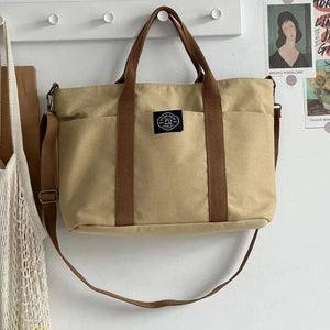 Canvas Cross-Body Shoulder Bag with Zipper Closure