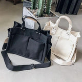 Large Capacity Canvas Tote Bag for Women, Crossbody Schoolbags