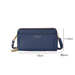 Women Double Zipper Large-capacity Bags Soft Leather Shoulder Wallet