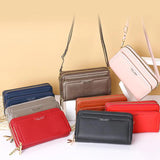 Women Double Zipper Large-capacity Bags Soft Leather Shoulder Wallet