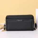 Women Double Zipper Large-capacity Bags Soft Leather Shoulder Wallet