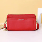 Women Double Zipper Large-capacity Bags Soft Leather Shoulder Wallet