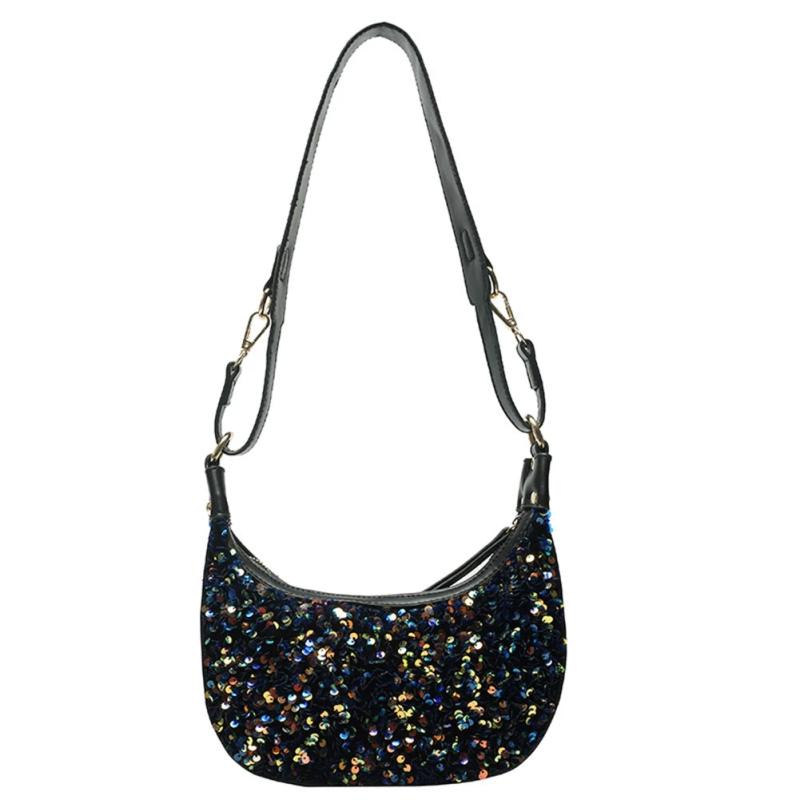 Fashionable Sequins PU Leather Shoulder Bag White/Blue/Black