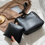 2PCS/Set Women Handbag Shoulder Bags PU Leather Female Woman