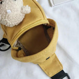 Women's Canvas Bear Shoulder Bag Crossbody Purse Phone Bag