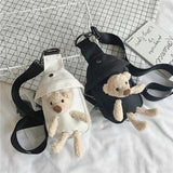 Women's Canvas Bear Shoulder Bag Crossbody Purse Phone Bag