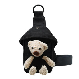 Women's Canvas Bear Shoulder Bag Crossbody Purse Phone Bag
