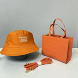 Women's Leather Handbag Set: Shoulder Crossbody Bag, Tote Purse & Hat