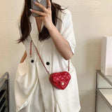 Women Heart-shaped Mini Bag Diamond Embroidery Shoulder Messenger Bag