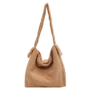 Plush Cloth Tote Messenger Crossbody Shoulder Bag
