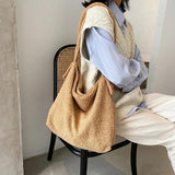 Plush Cloth Tote Messenger Crossbody Shoulder Bag