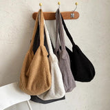 Plush Cloth Tote Messenger Crossbody Shoulder Bag