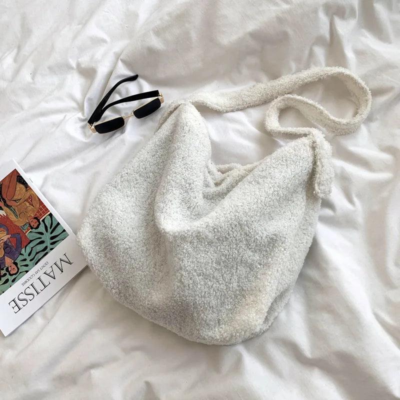 Plush Cloth Tote Messenger Crossbody Shoulder Bag