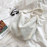 Plush Cloth Tote Messenger Crossbody Shoulder Bag