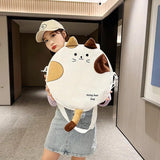 Women Canvas Casual Crossbody Shoulder Bag Large Capacity Soft Cat Handbag
