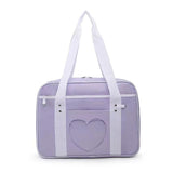 Women Shoulder Handbags Transparent Love Heart Patchwork Canvas Tote