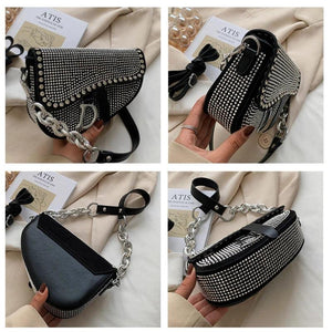 Women's Chain Crossbody Saddle Bag