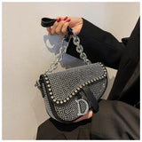 Women's Chain Crossbody Saddle Bag