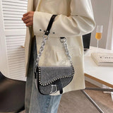 Women's Chain Crossbody Saddle Bag