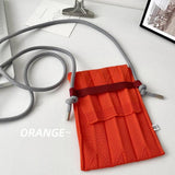 Women's Macaroon Pleated Shoulder Bag Mini Mobile Phone Bag