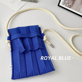Women's Macaroon Pleated Shoulder Bag Mini Mobile Phone Bag