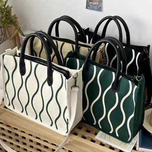 Thickened Canvas Bag College Student Portable Schoolbag Square Handbag