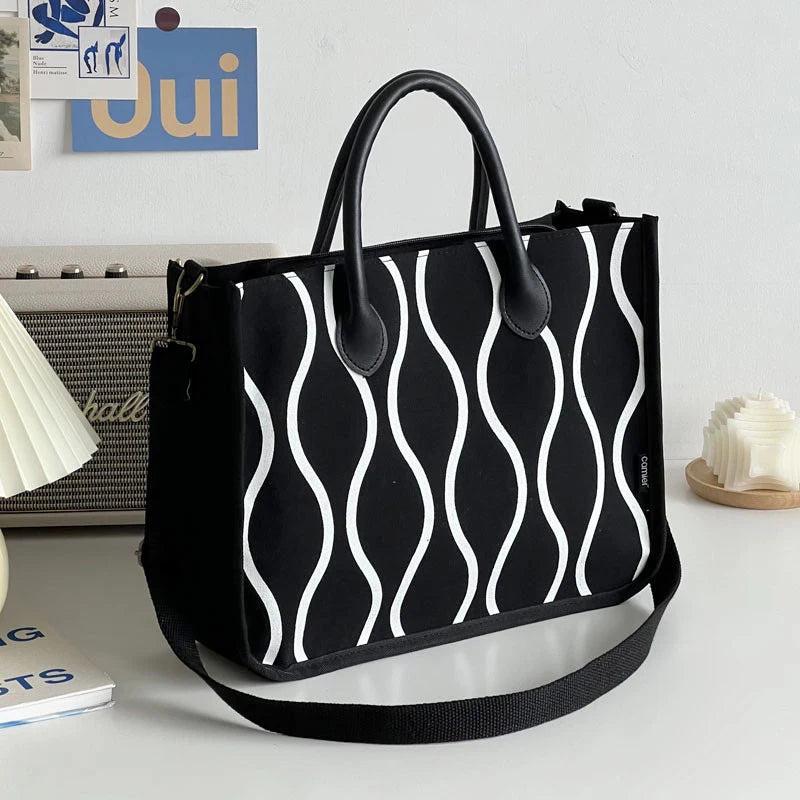 Thickened Canvas Bag College Student Portable Schoolbag Square Handbag