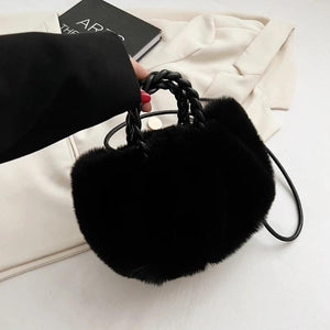 Faux Fur Tote Bag for Women - Winter Shoulder Side Handle Shopper