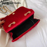 Golden Velvet Small Handbag Vintage Crossbody Tote Bag