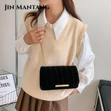 Golden Velvet Small Handbag Vintage Crossbody Tote Bag