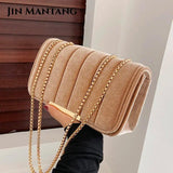 Golden Velvet Small Handbag Vintage Crossbody Tote Bag