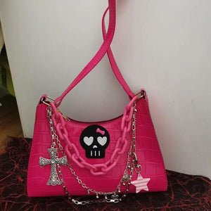 Y2k Cross Punk Shoulder Bag Pink Handbag
